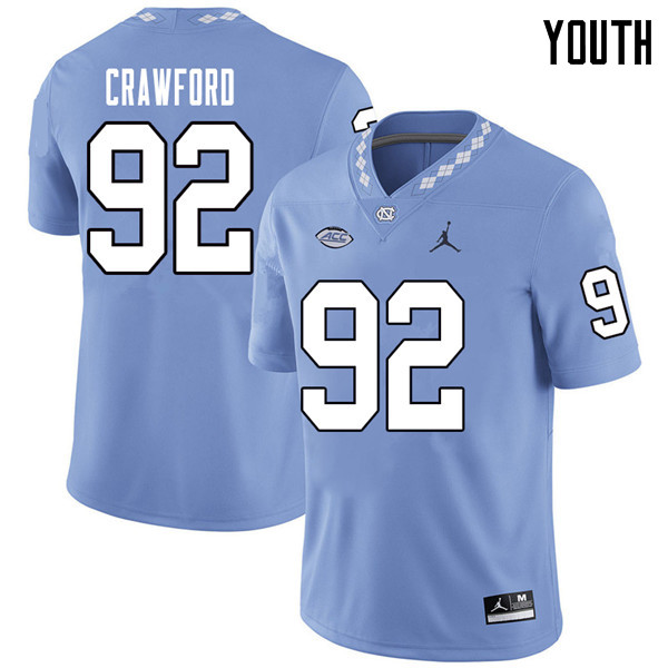 Jordan Brand Youth #92 Aaron Crawford North Carolina Tar Heels College Football Jerseys Sale-Carolin